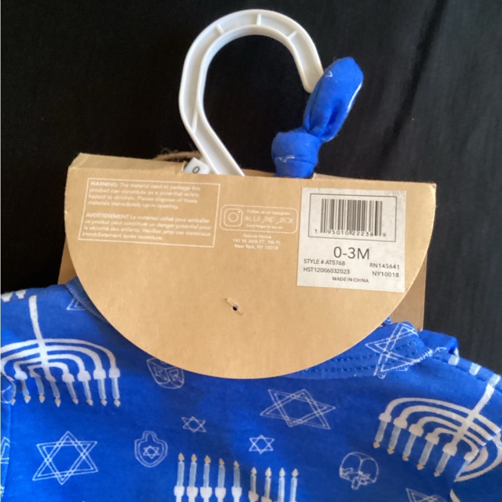 Blue Hanukkah Kids Footie Pajamas - Picture 13 of 15